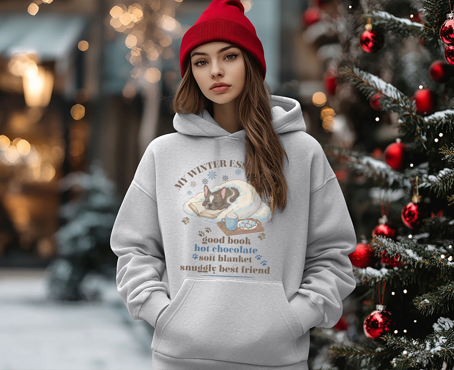 My Winter Escape Hoodie Good Book Hot Chocolate Blanket