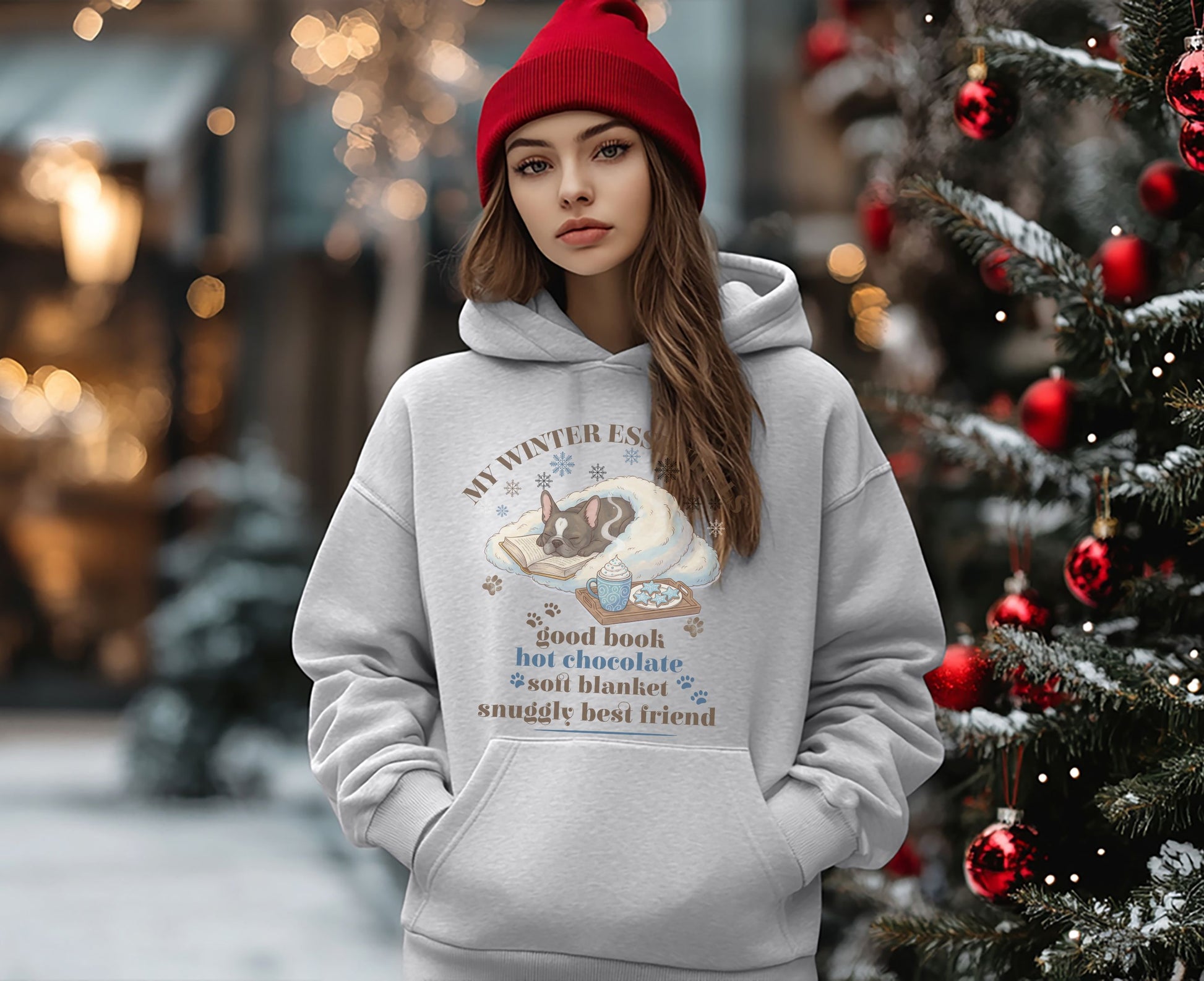 My Winter Escape Hoodie Good Book Hot Chocolate Blanket