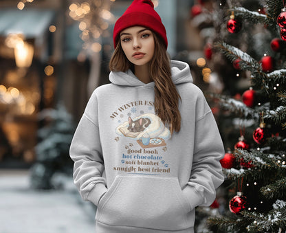 My Winter Escape Hoodie Good Book Hot Chocolate Blanket