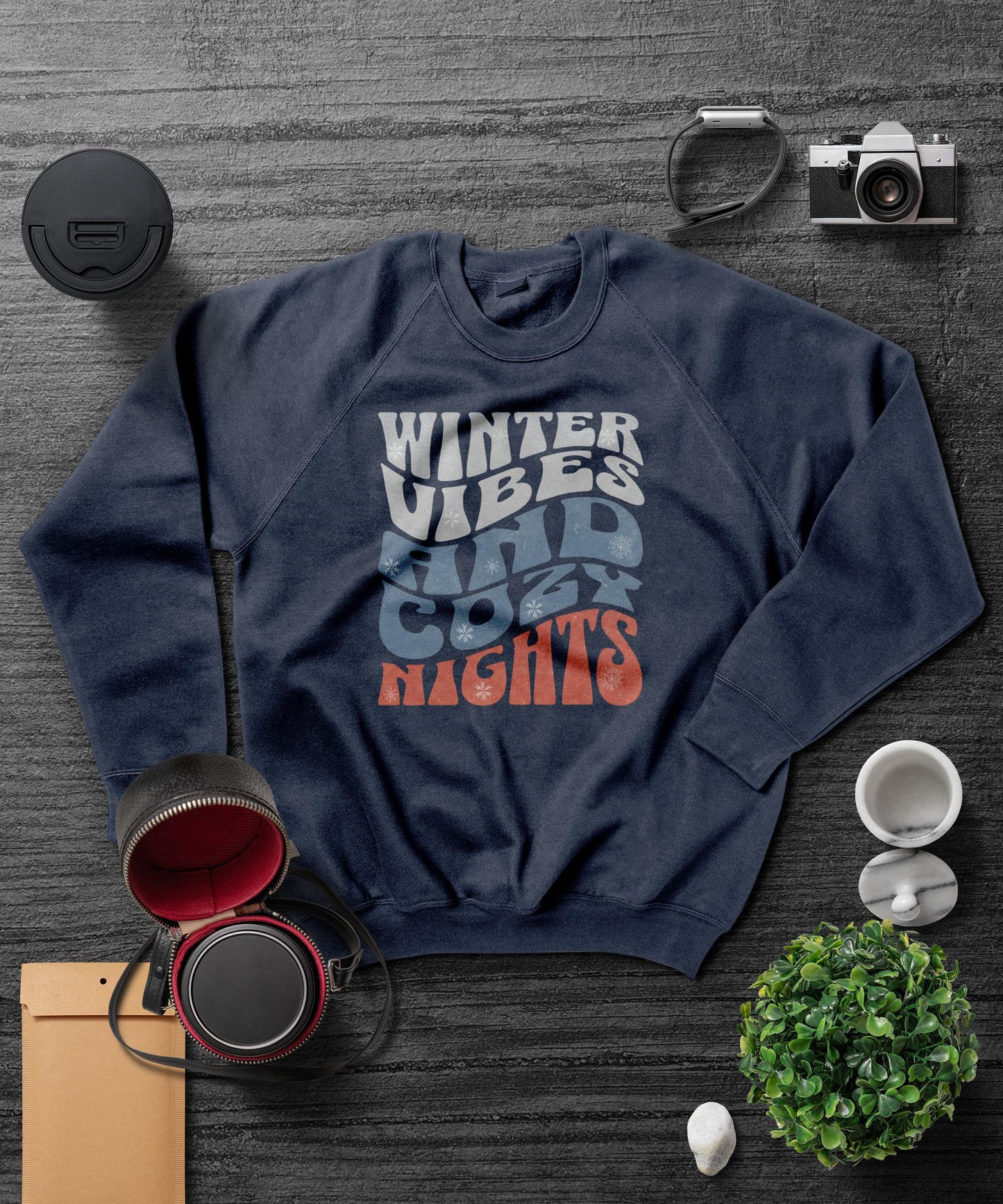 Winter Vibes Sweatshirt | Cozy Nights Unisex Crewneck