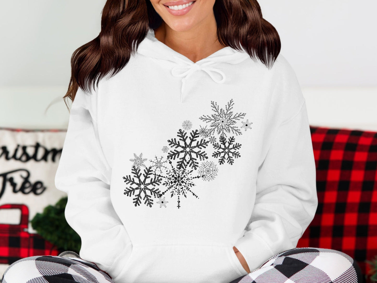 Snowflakes White Hoodie Winter Loungewear