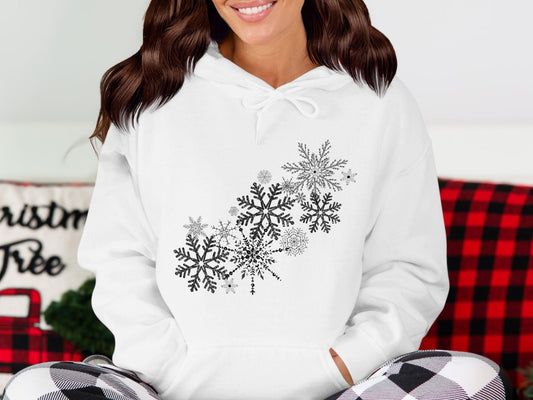 Snowflakes White Hoodie Winter Loungewear