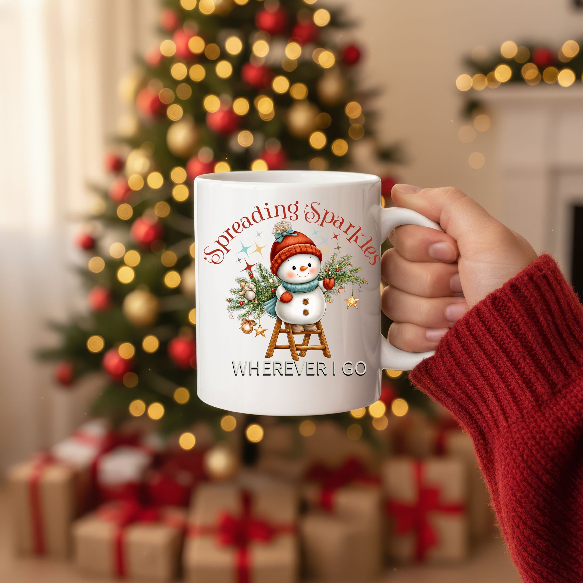 Spreading Sparkles Wherever I Go Snowman Mug