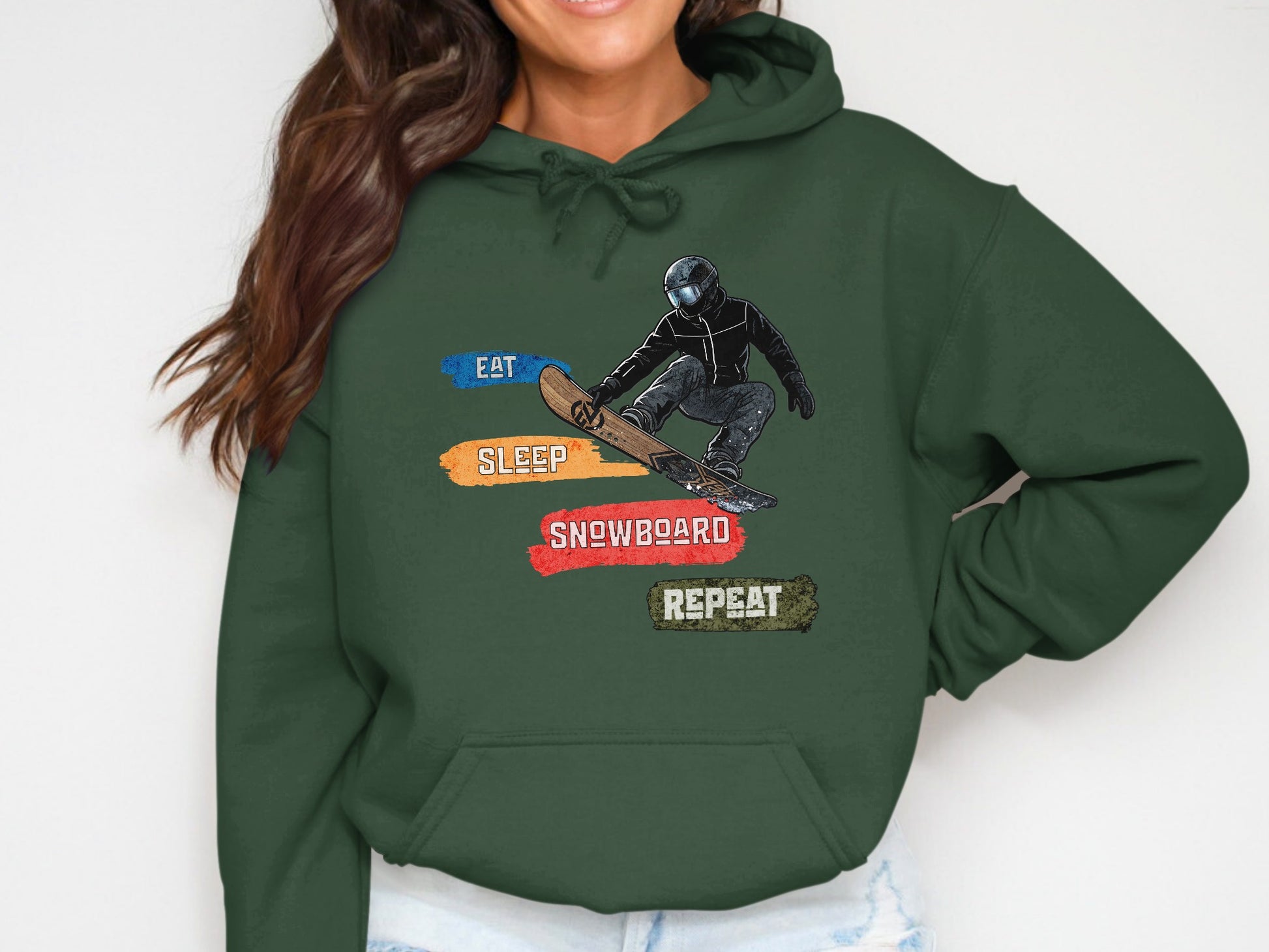 Eat Sleep Snowboard Repeat Graphic Hoodie
