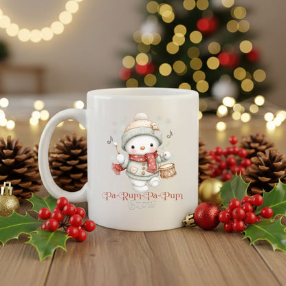 Cute Pa-Rum-Pa-Pum-Pum Snowman Mug for Holiday Cheer