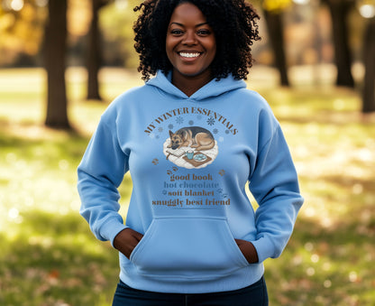 Cozy Hoodie with Unique Winter Essentials Graphic