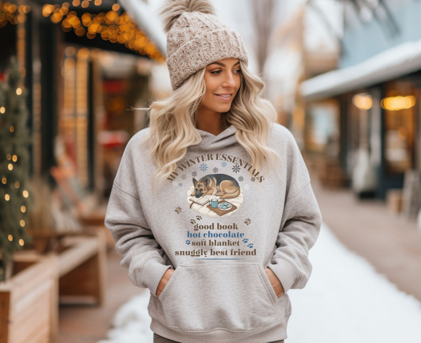Winter Essentials Hoodie with Cozy Dog Design