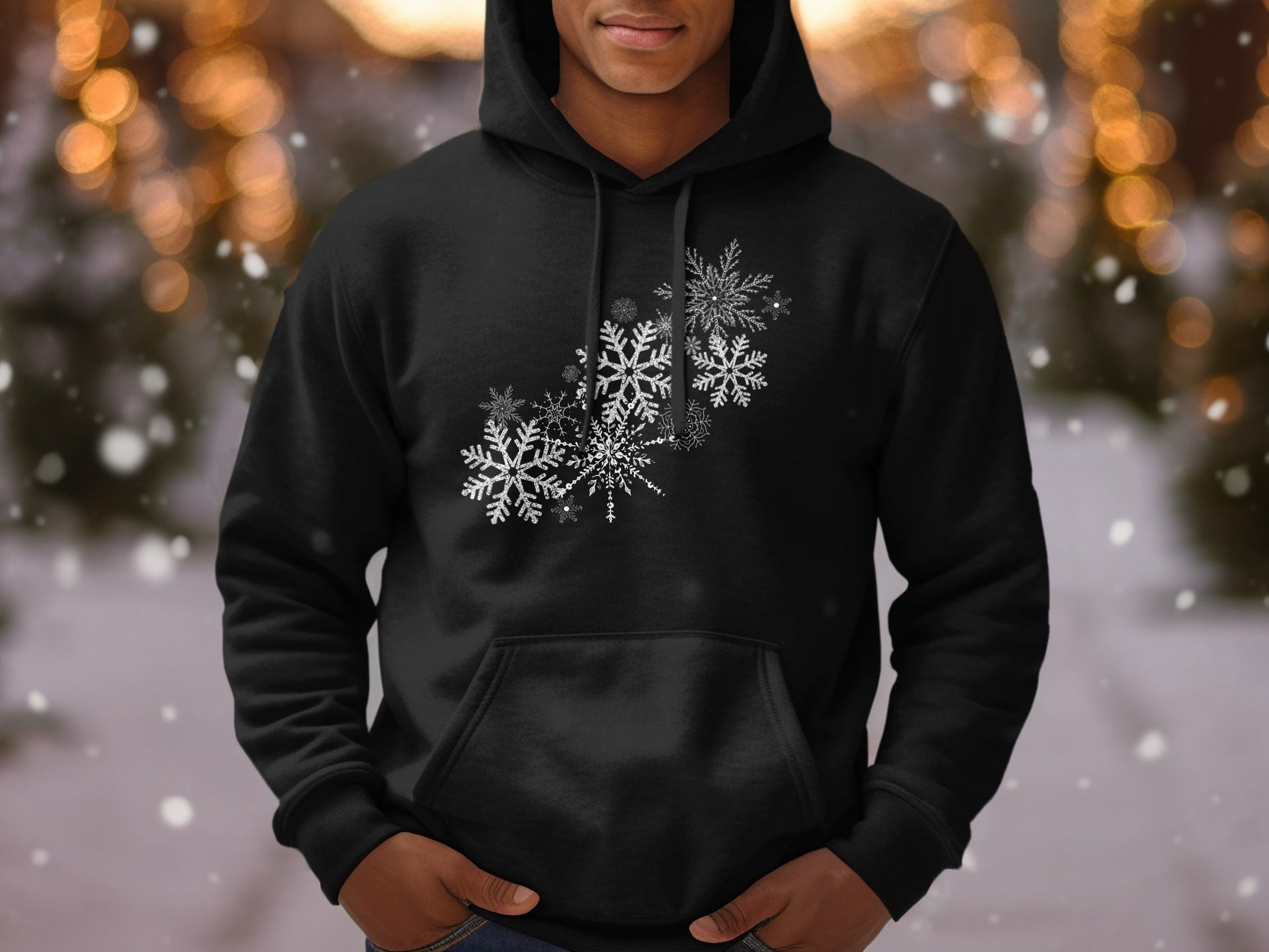 Snowflake Black Hoodie Perfect Winter Clothing