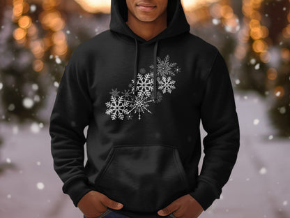 Snowflake Black Hoodie Perfect Winter Clothing