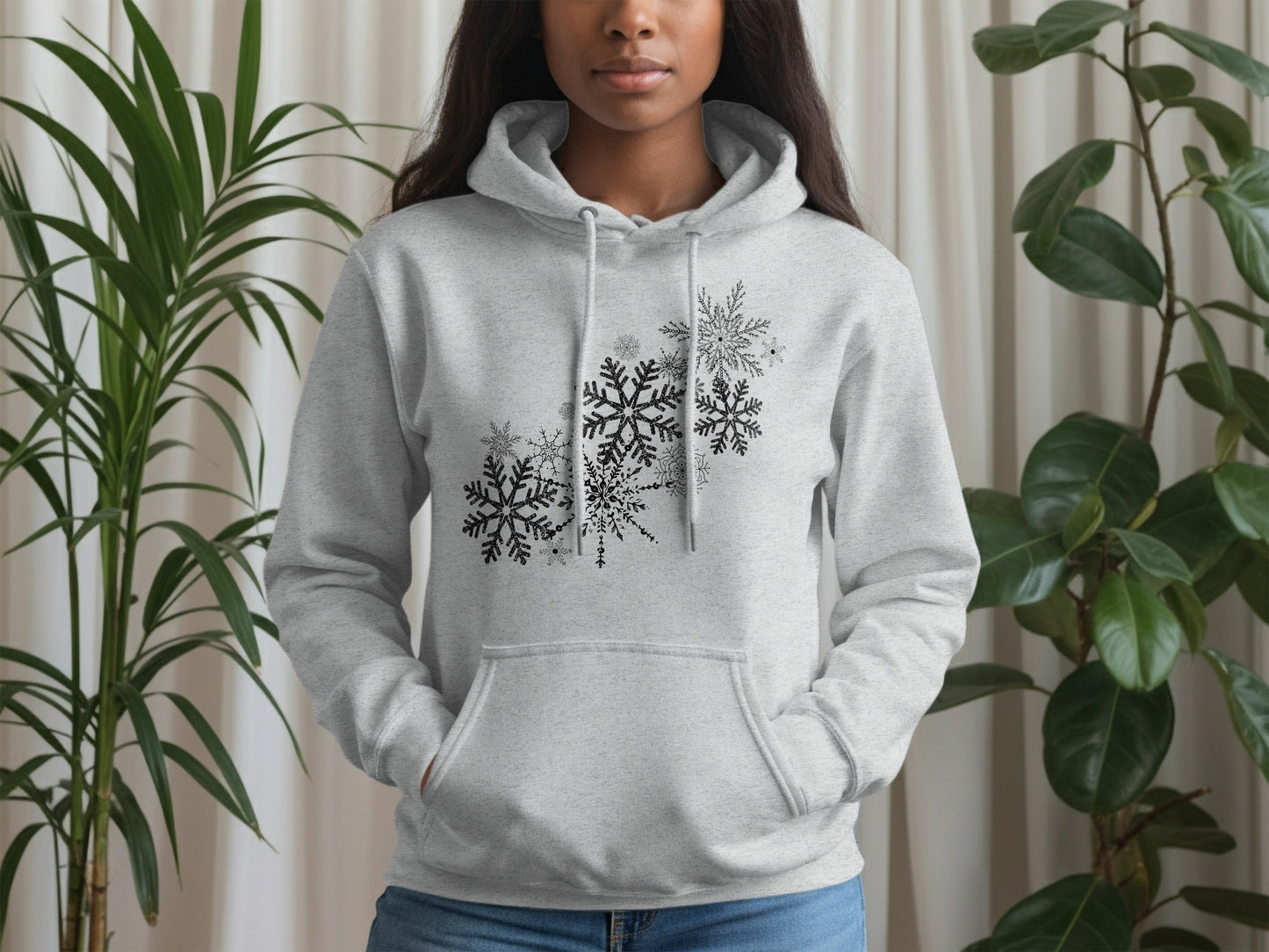 Snowflake Design Grey Hooded Sweatshirt product
