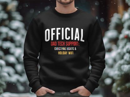 Official Dad Tech Support Shirt | Christmas Lights & Holiday Wi-fi Unisex Graphic Tee and Sweatshirt