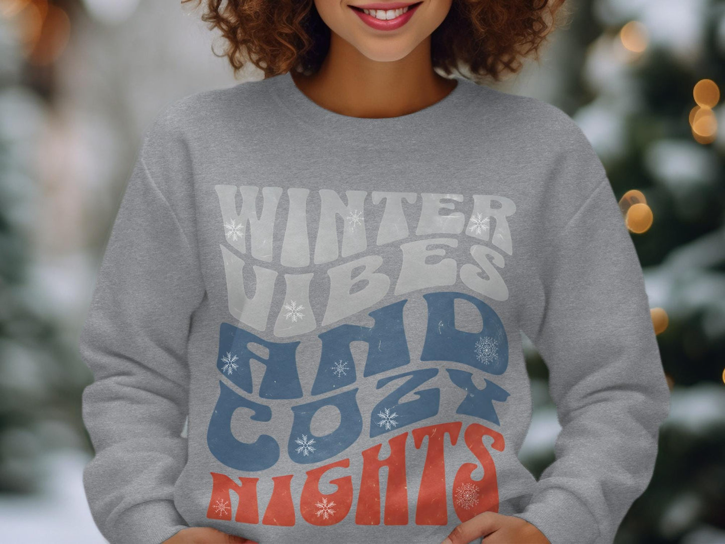 Winter Vibes Sweatshirt | Cozy Nights Unisex Crewneck