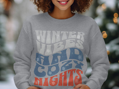 Winter Vibes Sweatshirt | Cozy Nights Unisex Crewneck