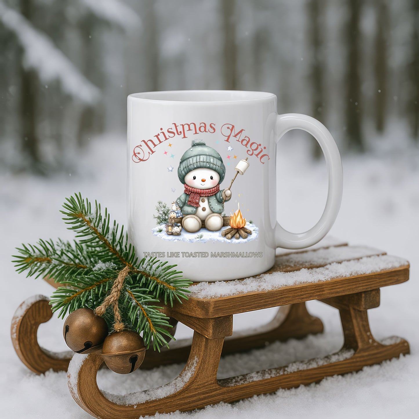 Christmas Magic Mug with Toasted Marshmallows Design
