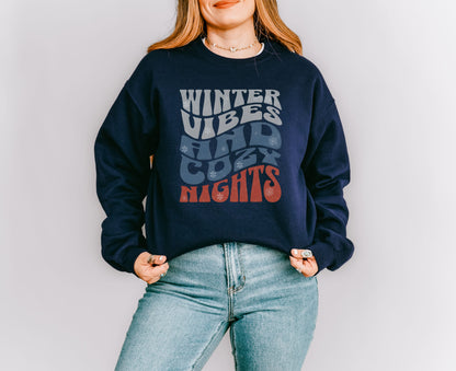 Winter Vibes Sweatshirt | Cozy Nights Unisex Crewneck
