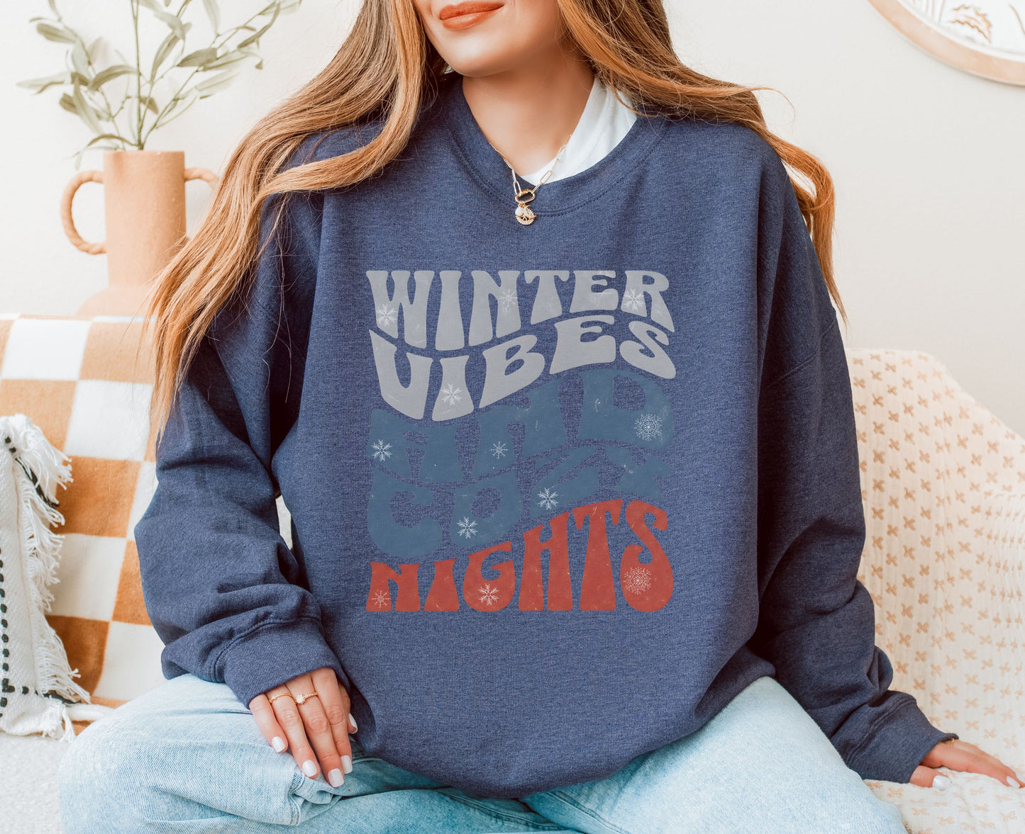 Winter Vibes Sweatshirt | Cozy Nights Unisex Crewneck
